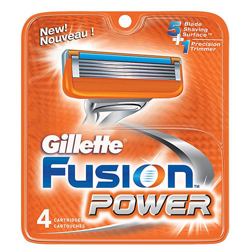 Gillette Fusion Catridges For The Power Razor - 4 Each, 5 in 1 Power Blades